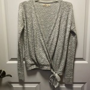 Hollister light gray criss cross sweater